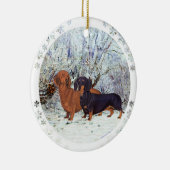 Décoration En Céramique Dachshunds dans le Snow (Droite)
