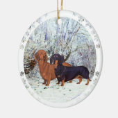 Décoration En Céramique Dachshunds dans le Snow (Gauche)