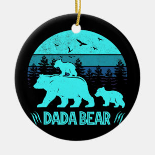 Décoration En Céramique Dada Bear 2 Cubs Papa de la famille jumelle jumell