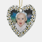 Décoration En Céramique Daisy Heart Ajouter Photo Custom Keepsaké Ornament (Gauche)