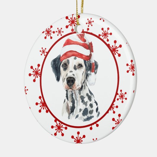 Décoration En Céramique Dalmatie Santa Hat Red Snowflake (Gauche)