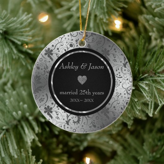 Décoration En Céramique Damas florale gris foncé (Arbre)