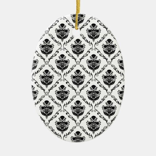 Décoration En Céramique Damas noir traditionnel (Devant)