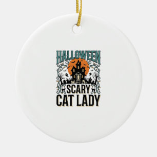 Décoration En Céramique Dame de chat Halloween Maison hantée effrayante Vi