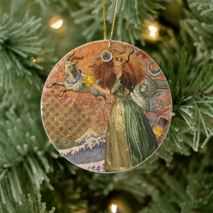 Décoration En Céramique Dame de la Renaissance Capricorne Fantaisie Vintag