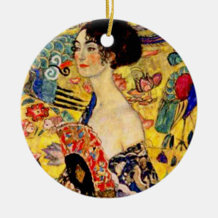 Décoration En Céramique Dame Gustav Klimt avec ventilateur