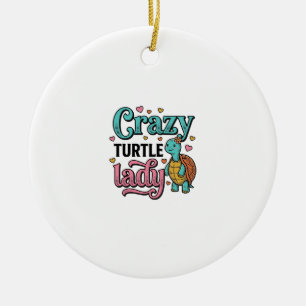 Décoration En Céramique Dame Tortue Folle Dessin de Gravure Vintage_1