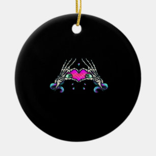 Décoration En Céramique Dans la mort - Squelette Mains de coeur
