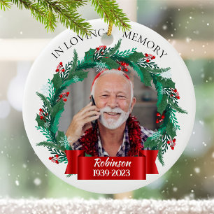 Décoration En Céramique Dans l'amour mémoire Noël couronne grand-père phot