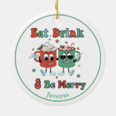 Décoration En Céramique Danses de caricature rouge rétro (Dos)