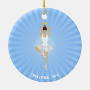 Décoration En Céramique Danseur de ballet habillé en blanc sur fond bleu c