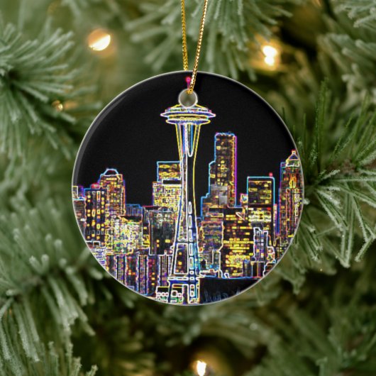 Décoration En Céramique Dark be the Night - Luminous Seattle Skyline (Arbre)