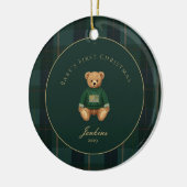 Décoration En Céramique Dark Green Tartan Plaid Babys First Christmas (Gauche)