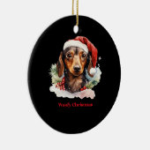 Décoration En Céramique Daschund Dog Christmas Santa Hat Xmas Light Woofy (Droite)