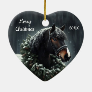 Décoration En Céramique Dated Christmas Horse Love Art