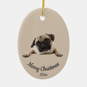 Décoration En Céramique Dated Custom Photo Christmas Pug Dog Pet
