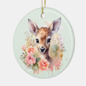 Décoration En Céramique De Beaux Cerfs Entourés De Roses (Gauche)