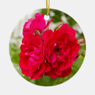Décoration En Céramique De grosses roses rouges dans le jardin