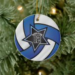 Décoration En Céramique 🏐 de volley-ball Blue and Black Star<br><div class="desc">Volleyball Sport Joueur ornement de Noël prêt pour vous à personnaliser. Fait un merveilleux cadeau personnalisé pour votre joueur de volley-ball, entraîneur, ventilateur, etc... ⭐ Ce produit est 100% personnalisable. *****Cliquez sur le BOUTON PERSONNALISER pour ajouter, supprimer, déplacer, redimensionner, modifier, faire pivoter, etc... n'importe quel graphique ou texte ou utiliser...</div>