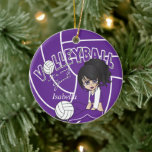 Décoration En Céramique 🏐 de volley-ball de fille violette<br><div class="desc">⭐ ⭐ ⭐ ⭐ 5 Étoiles Avis ⭐ Joueur de volley-ball de volley-ball de volley-ball de de Noël Ornement prêt à vous personnaliser. Fait un merveilleux cadeau personnalisé pour votre joueur de volley-ball. 📌 Si vous avez besoin d'une personnalisation plus poussée, cliquez sur le bouton "Cliquez pour Customiser plus loin"...</div>