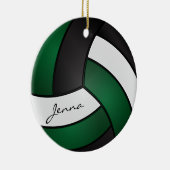 Décoration En Céramique 🏐 de volley-ball vert foncé, blanc et noir (Droite)