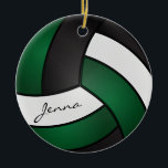 Décoration En Céramique 🏐 de volley-ball vert foncé, blanc et noir<br><div class="desc">Volleyball Sport Joueur ornement de Noël prêt pour vous à personnaliser. Faites un merveilleux cadeau personnalisé pour votre joueur de volley, entraîneur, ventilateur, etc... ⭐ Ce Produit est 100% Personnalisable. *****Cliquez sur le BOUTON PERSONNALISER pour ajouter, supprimer, déplacer, redimensionner, modifier, tourner, etc... n'importe quel graphique ou texte. 99% de mes...</div>