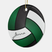 Décoration En Céramique 🏐 de volley-ball vert foncé, blanc et noir (Gauche)