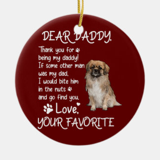 Décoration En Céramique Dear Daddy Tibetan Spaniel Dog Dad Father's Day