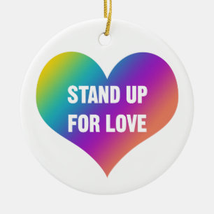 Décoration En Céramique Debout pour l'amour (Coeur arc-en-ciel)