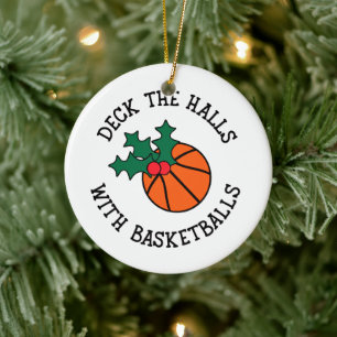Décoration En Céramique Deck Les Halls Avec Basketballs Sport De Noël