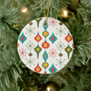 Décoration En Céramique Décor de Noël à motif de boules rétro des années 1