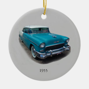 Décoration En Céramique Décor de voiture classique bleu et blanc 1955