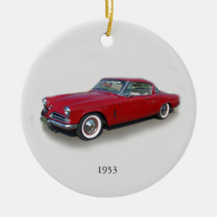 Décoration En Céramique Décor de voiture classique rouge 1953