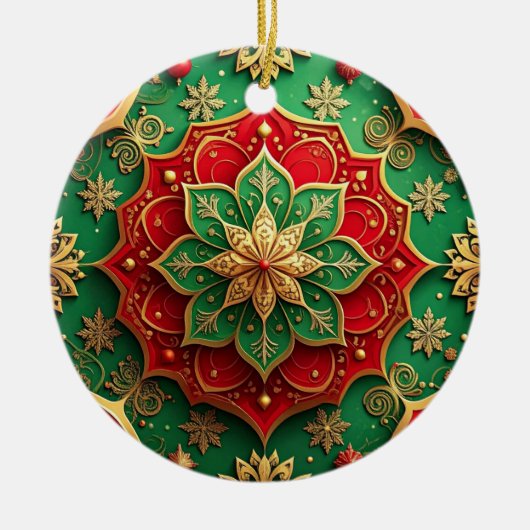 Décoration En Céramique Decorative Red Green Holiday Ornament (Devant)