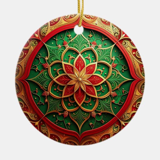Décoration En Céramique Decorative Red Green Holiday Ornament (Devant)