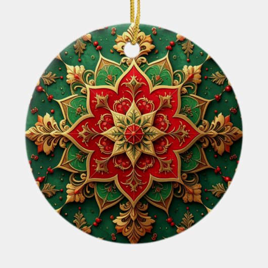 Décoration En Céramique Decorative Red Green Holiday Ornament (Devant)