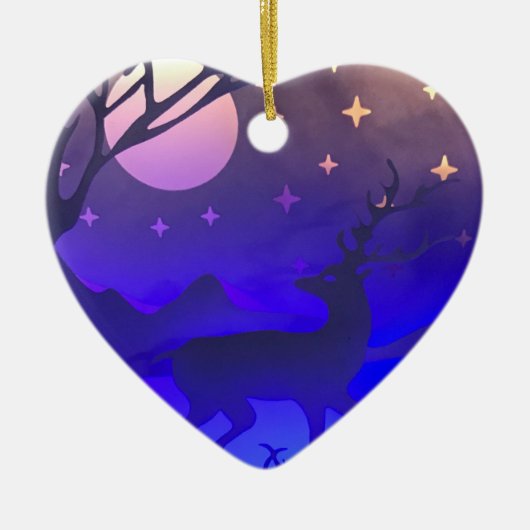 Décoration En Céramique Deer in winter wood night time scene (Devant)