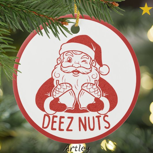 Décoration En Céramique Deez Nuts Retro Style Naughty Père Noël Noël