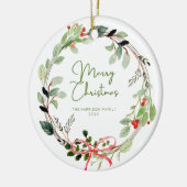 Décoration En Céramique Délicate aquarelle couronne de Noël (Gauche)