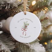 Décoration En Céramique Délicate couronne première photo de Noël