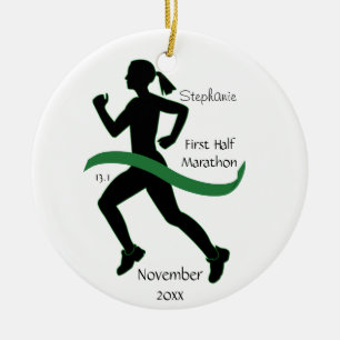 Décoration En Céramique Demi d'ornement de marathonien de femme en vert