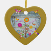 Décoration En Céramique Denim Pocket Fleurs cardiaques Papillons (Devant)