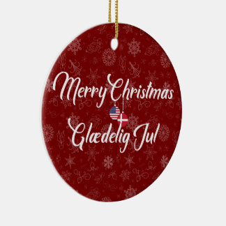 Décoration En Céramique Denmark USA Bilingual Merry Christmas