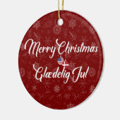 Décoration En Céramique Denmark USA Bilingual Merry Christmas (Gauche)