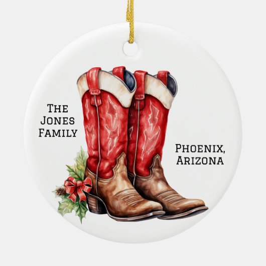Décoration En Céramique Desert/Southwest Cowboy Santa Christmas Boots (Dos)