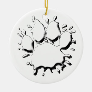 Décoration En Céramique Dessin à pattes de chien argenté