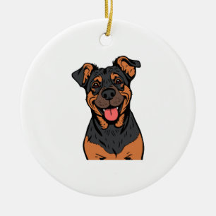 Décoration En Céramique Dessin animé Rottweiler heureux - Chien mignon et