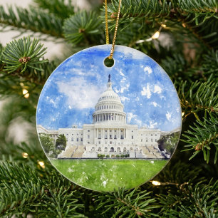Décoration En Céramique Dessin au pastel du Capitole des États-Unis