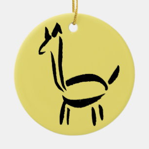 Décoration En Céramique Dessin au pinceau Lama Alpaga Cheval Animal