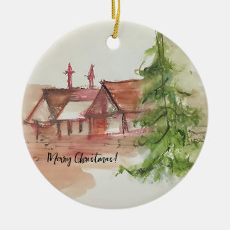 Décoration En Céramique Dessin d'aquarelle original